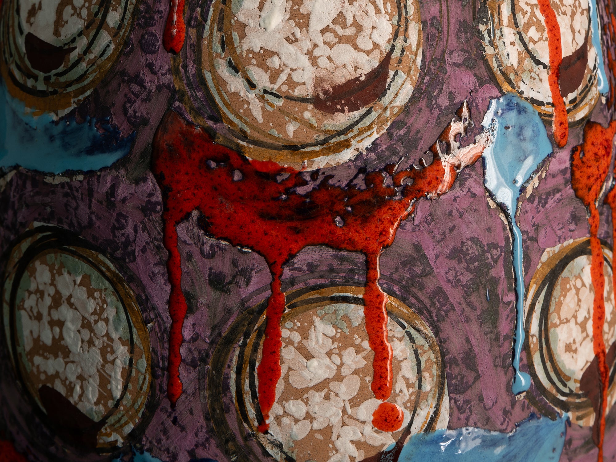 Lampe en faïence italienne à décor informel, Att. Raymor, Italie (vers 1958-65)..Italian earthenware lamp with informal glaze decoration in Raymor style (att.), Italy (circa 1958-65)