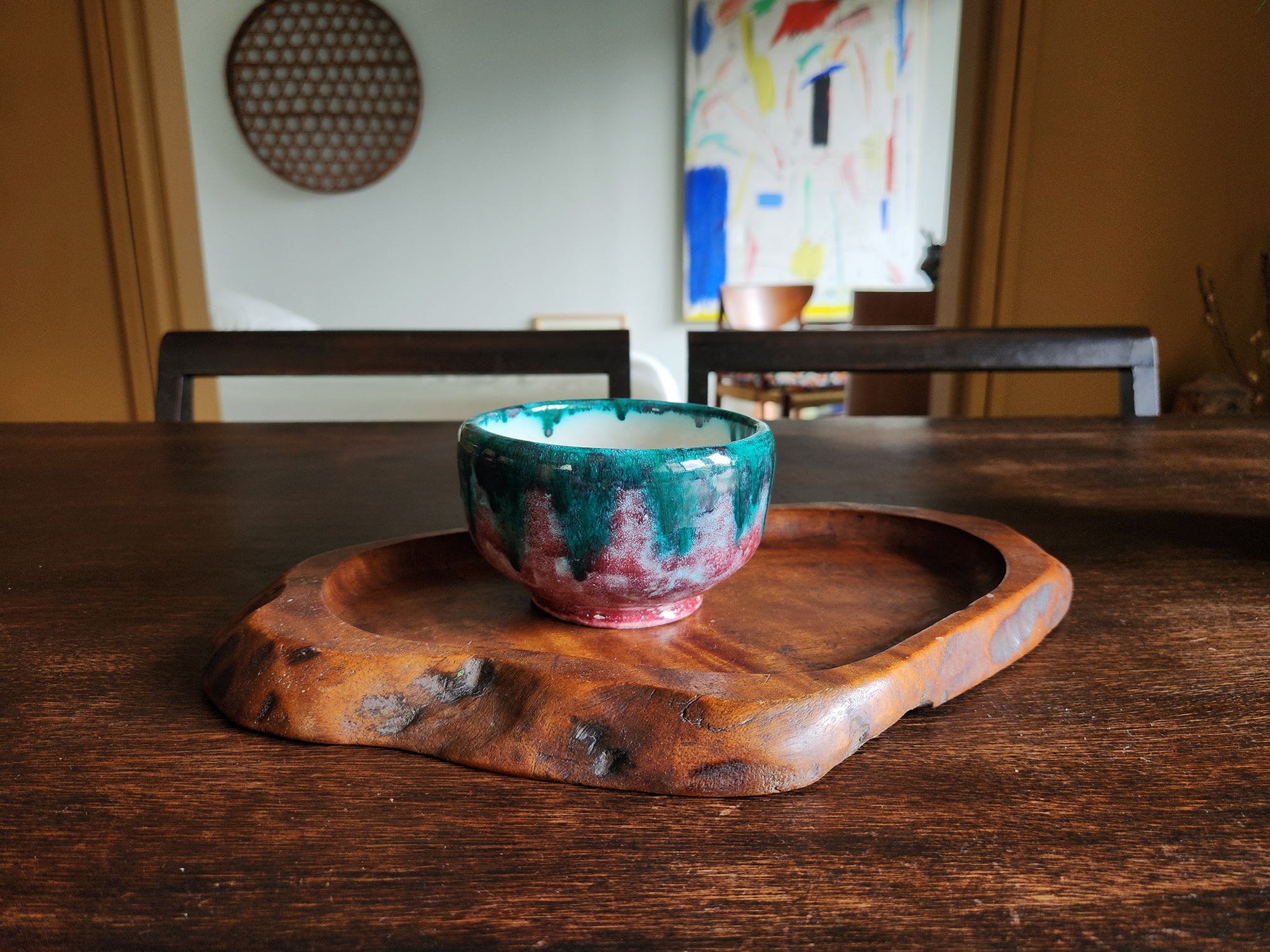 Bol à thé chawan en faience par Louis Baude à Montigny sur Loing, France (vers 1922)..Chawan tea bowl in earthenware from Montigny sur Loing by Louis Baude, France (circa 1922)