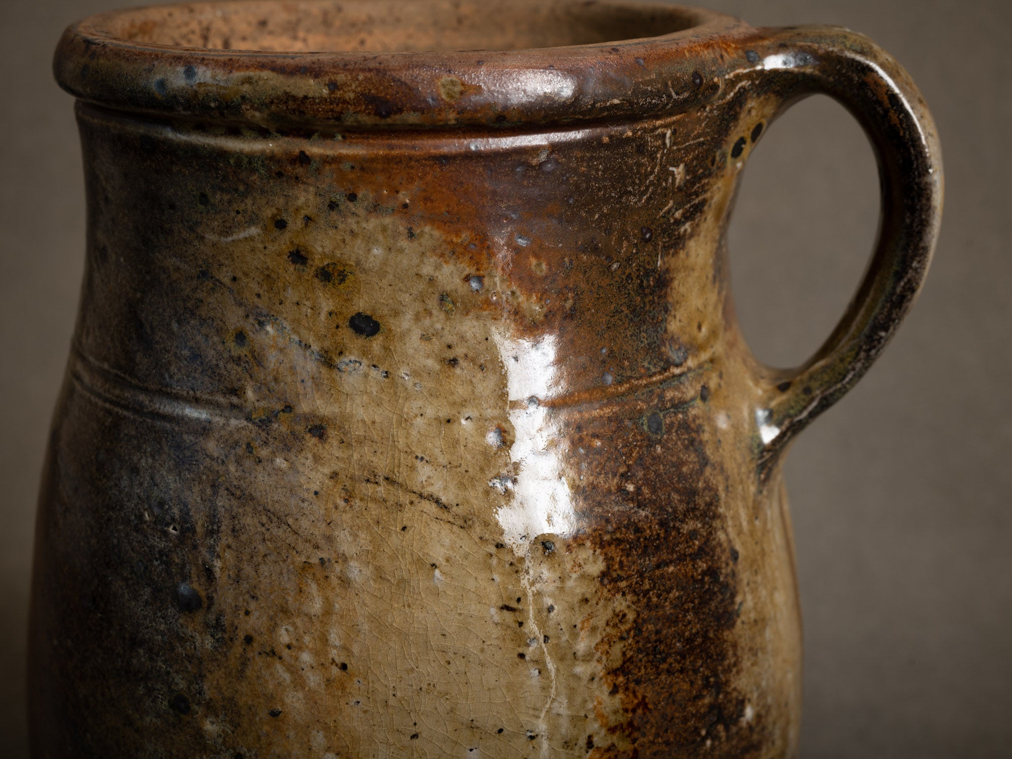 Pot à lait en grès de La Borne, France (XIXe siècle)..Large stoneware folk milk pot by anonymous La Borne potters, France (19th century)