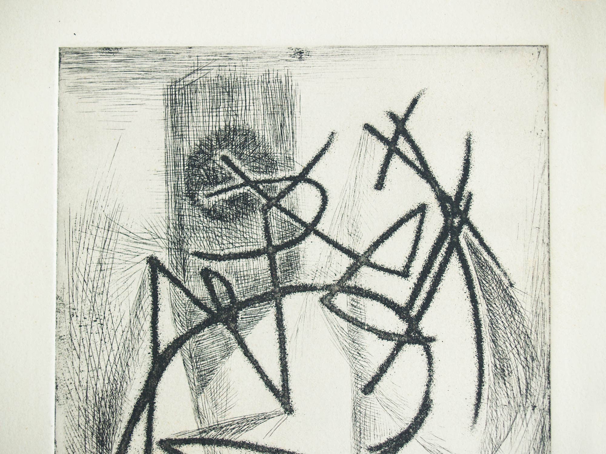 Eau-forte abstraction d’Henri Goetz, France (1951)..Abstraction Aquaforte Etching by Henri Goetz, France (1951)
