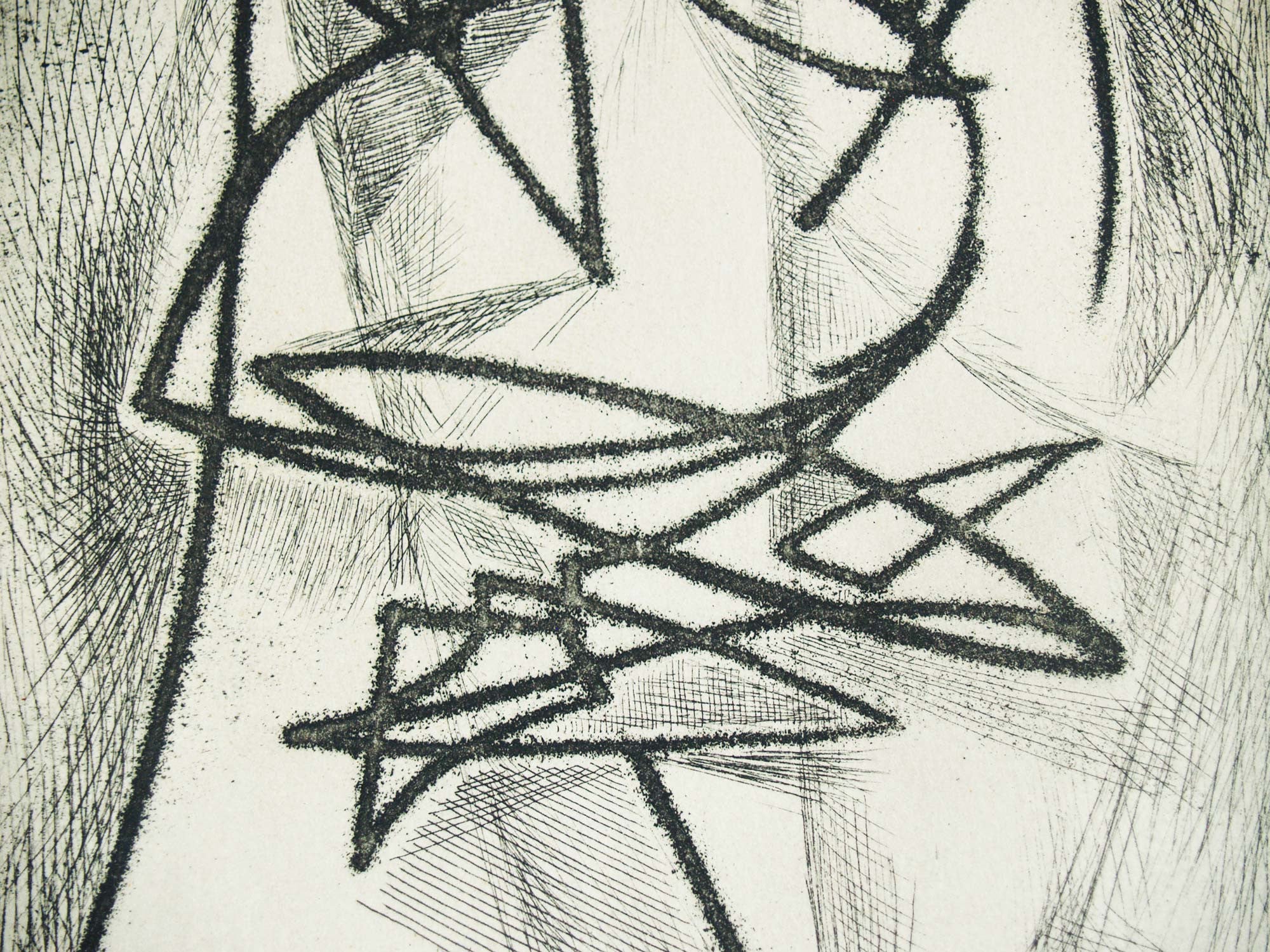 Eau-forte abstraction d’Henri Goetz, France (1951)..Abstraction Aquaforte Etching by Henri Goetz, France (1951)