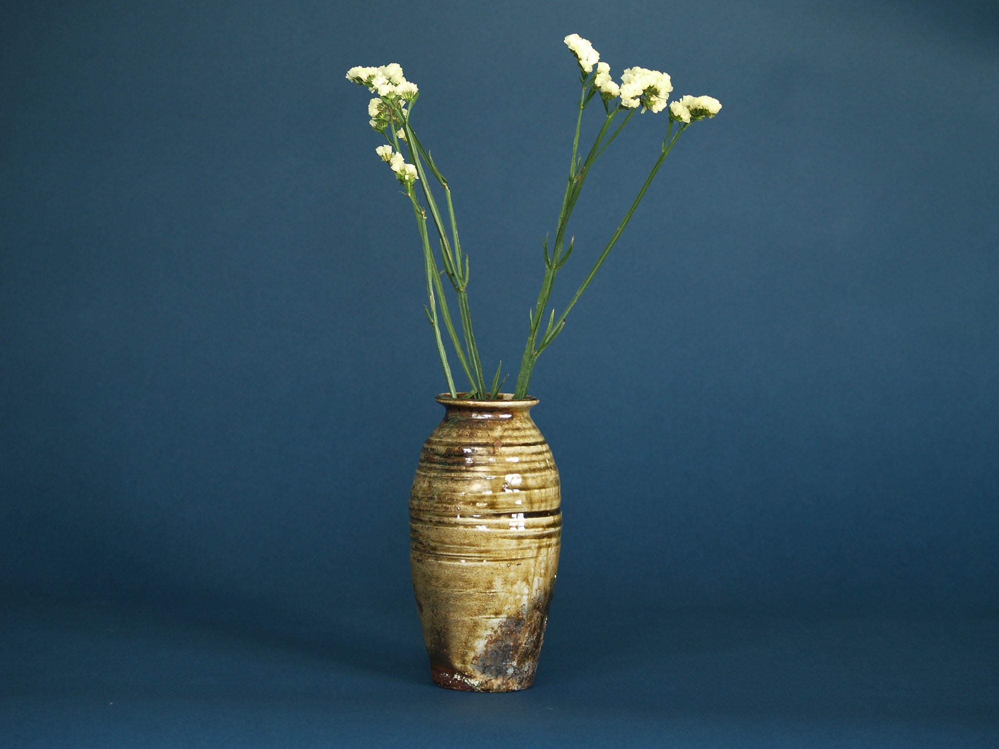 Vase hanaire ovoïde de Shigaraki, Japon (vers 1970)..Ovoid hanaire Shigaraki ware vase, Japan (ca. 1970)