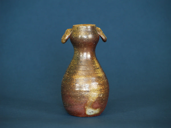 Vase Hyotan de Atsuro Yabe, Japon (vers 1980)..Hyotan Bizen ware vase by Atsuro Yabe, Japan (ca. 1980)