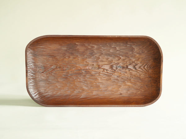 Coupe / Plateau monoxyle, France (vers 1955)..Rectangular carved tray, France (circa 1955)