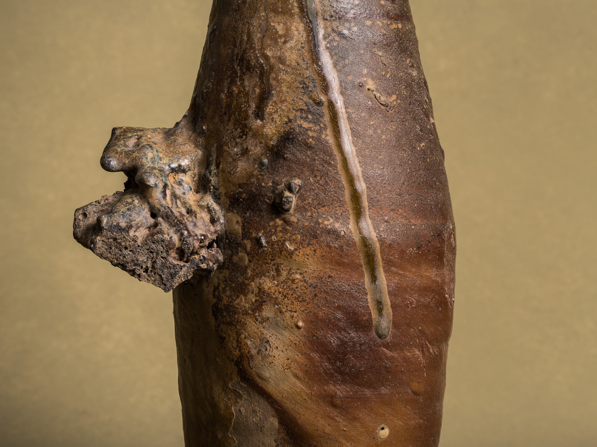 Mitate mono, paire de lampes "jambe de chien" en grès de Martincamp, France (XVIIIe / XIXe siècle)..Mitate mono, pair of "jambe de chien" table lamps in stoneware from Martincamp, France (18th / 19th century)