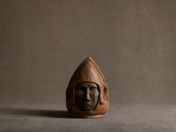 Sculpture "tête humaine" en grès, France (années 1980)..Sculpture "human head" in stoneware, France (1980s)