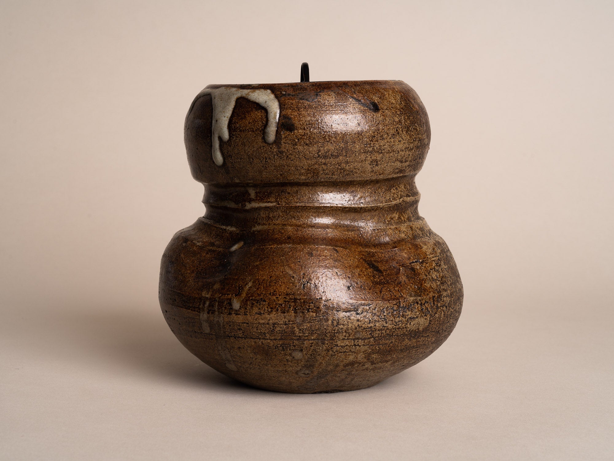 Mizusashi, Pot couvert à eau de type Seto, Japon (Fin époque Edo / ére Meiji)..Seto ware water pot Mizusashi , Japan (Late Edo period / Meiji Era)